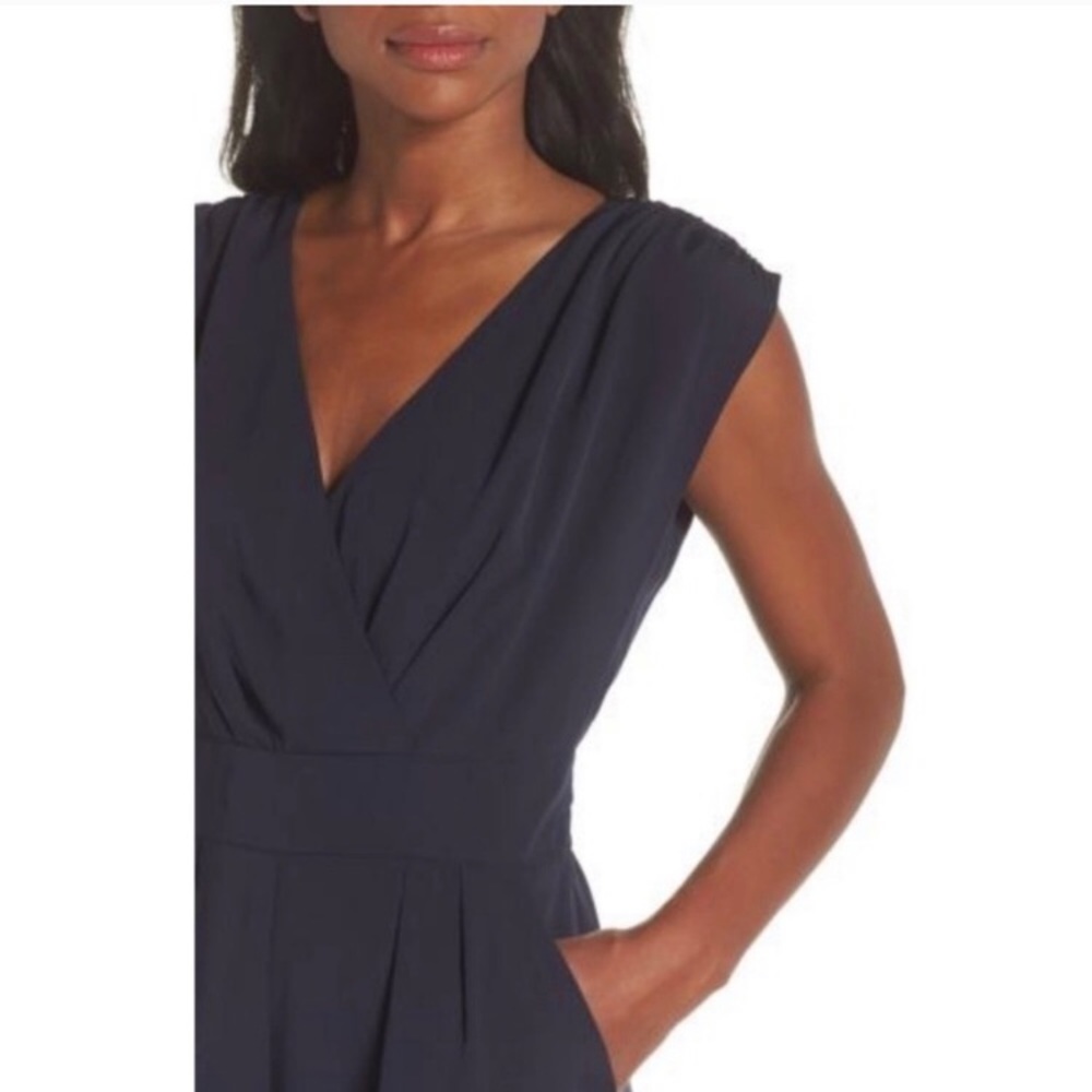 Chelsea28 Navy Jumpsuit Jumper with Ruched detail
